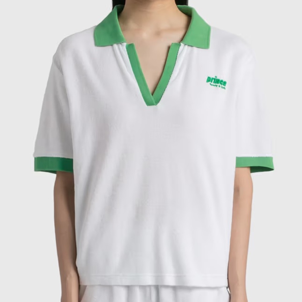 Sporty and Rich x Prince Limited Edition White and Green Polo Shirt